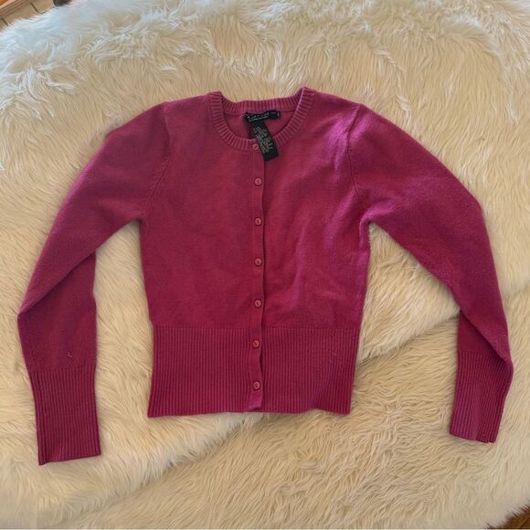 Hot pink button up sweater - Picture 3 of 5